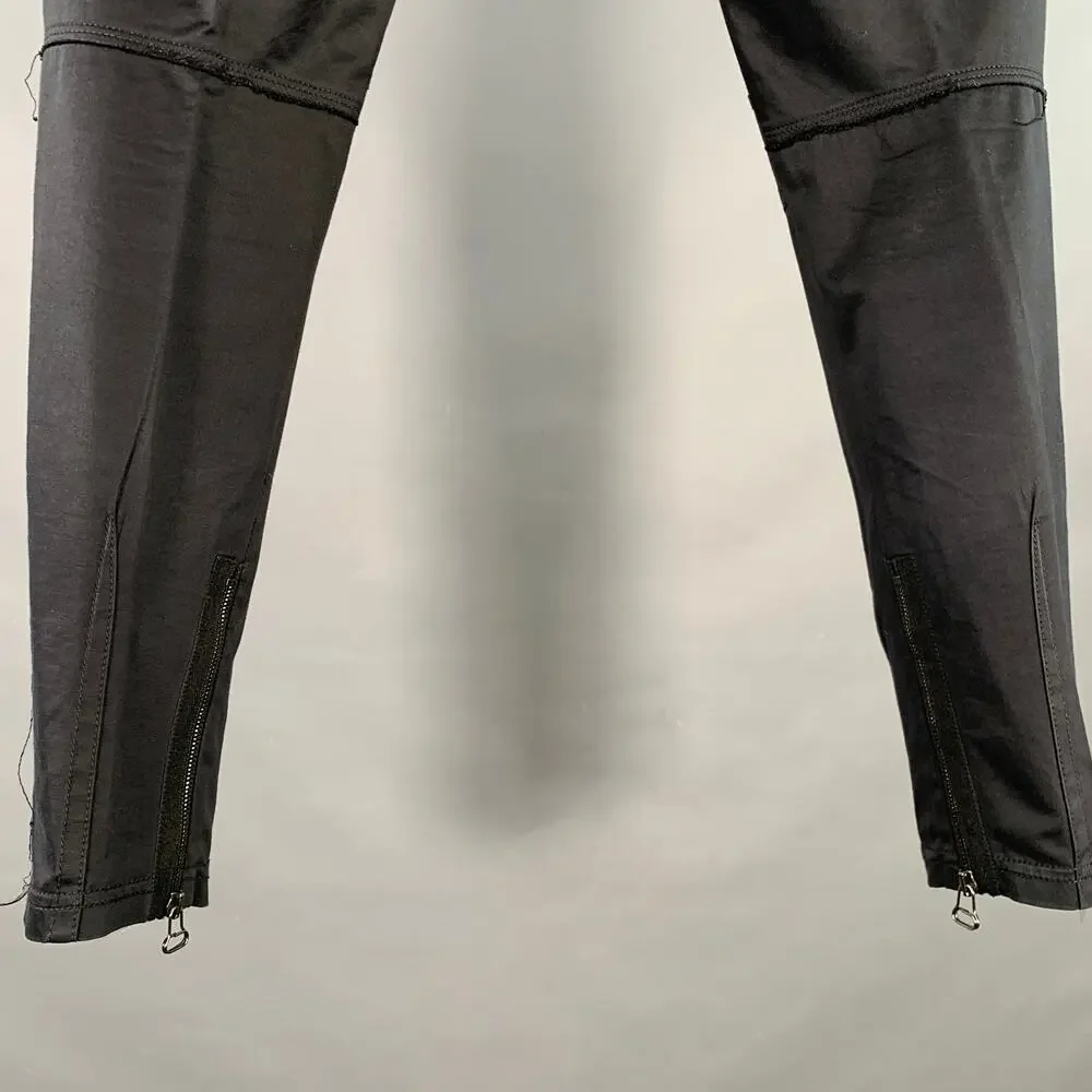 LANVIN Size 32 Black Cotton Blend Ankle Zip Flat Front Dress Pants